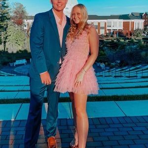 Pink tulle mini dress